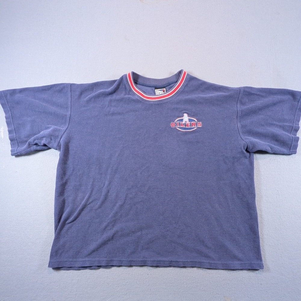 Vintage Houston Oilers Pro Player Shirt Mens XXLarge Ringer Embroidered Logo